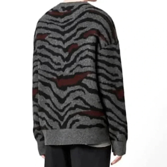 NWOT All Saints Tora Tiger Stripe Wool/Yak blend Crew - SIZE XS - Picture 2 of 8